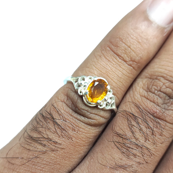 Natural Citrine Ladiessilver Ring 84 Ct