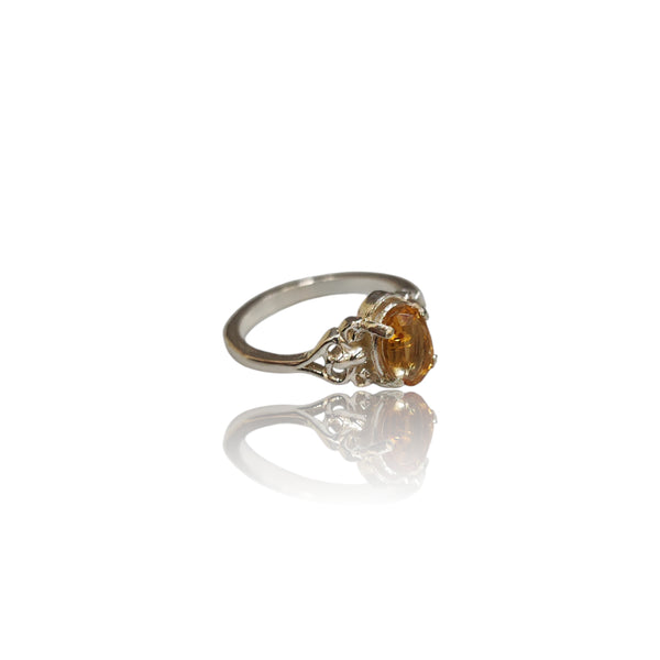 Natural Citrine Ladies Silver Ring 0.89 Ct