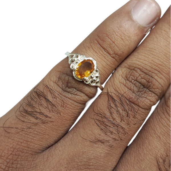 Natural Citrine Ladiessilver Ring 0.88 Ct