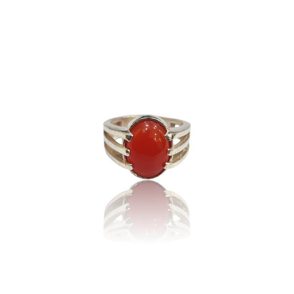 Natural Carnelian Silver Ring 8.81 Ct