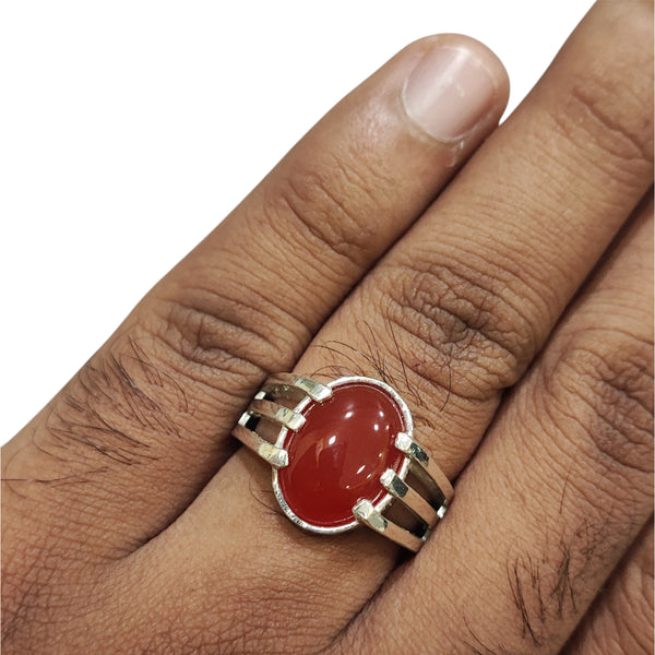Natural Carnelian Silver Ring 8.81 Ct