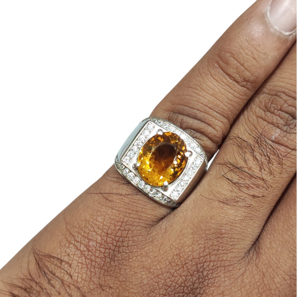 Natural Citrine Thailand Silver Ring 6.40 Ct