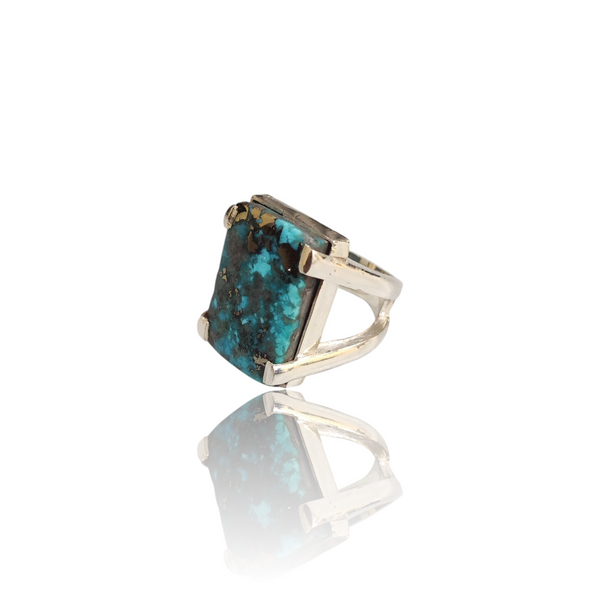 Natural Irani Fairoos Silver Ring 24.55 Ct