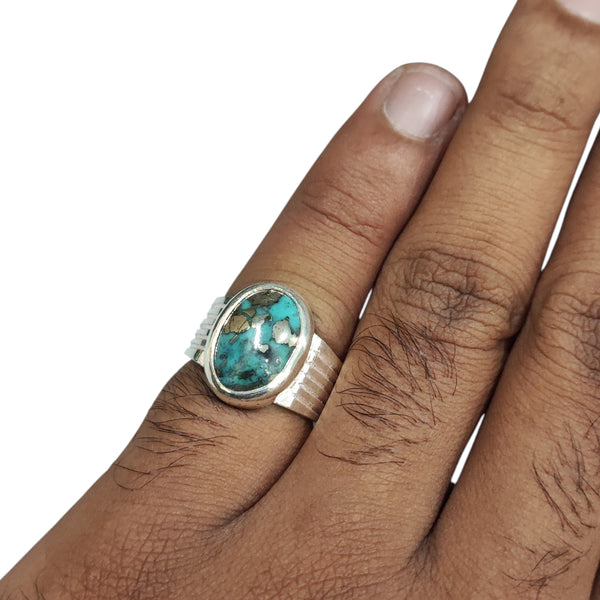 Natural Irani Fairoos Silver Ring 9.52 Ct