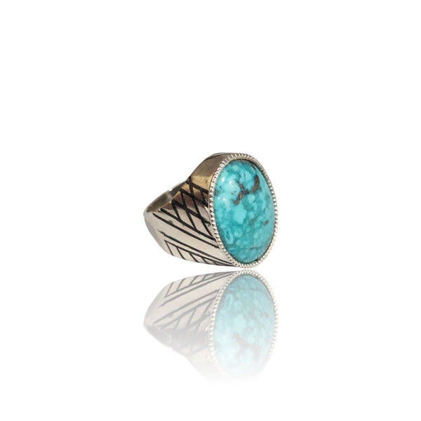 Natural Irani Fairoos Silver Ring 23.72 Ct