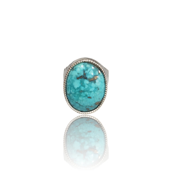 Natural Irani Fairoos Silver Ring 23.72 Ct