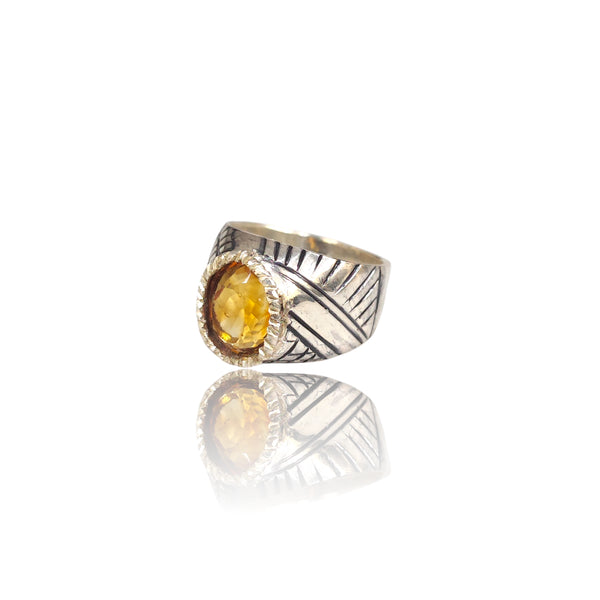 Natural Citrine Silver Ring 5.20 Ct