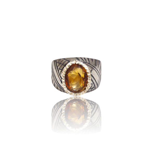 Natural Citrine Silver Ring 5.20 Ct