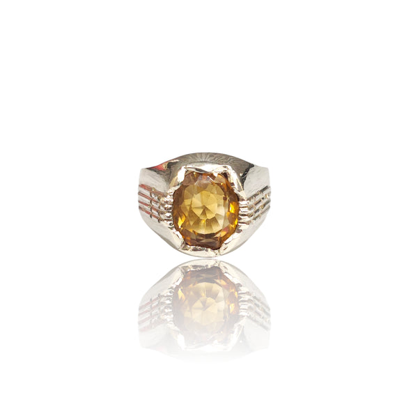 Natural Citrine Silver Ring 5.18 Ct