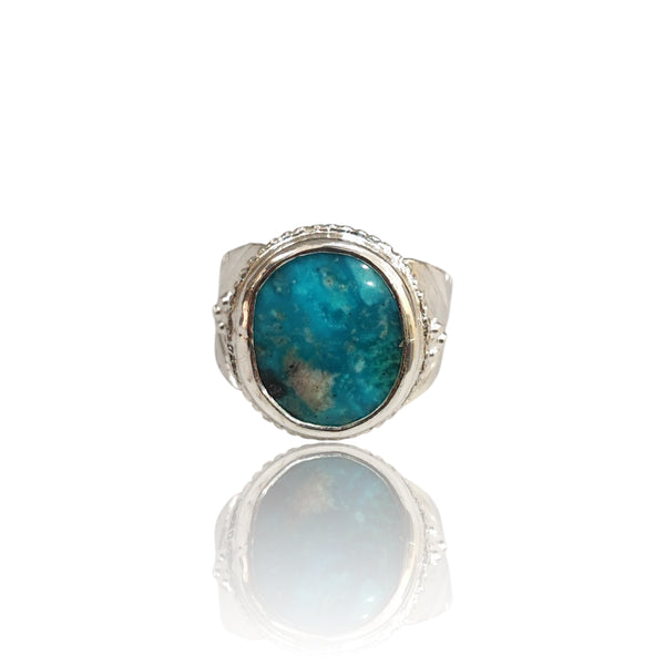 Natural Irani Fairoos Silver Ring 6.47 Ct