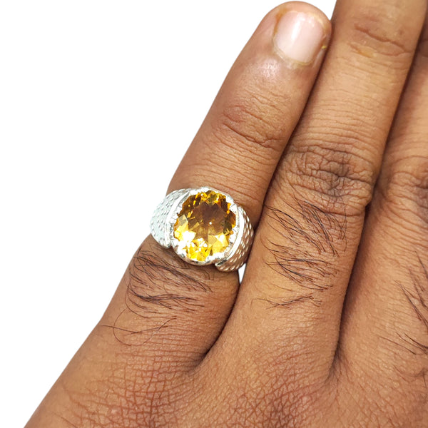 Natural Citrine Silver Ring 3.83 Ct