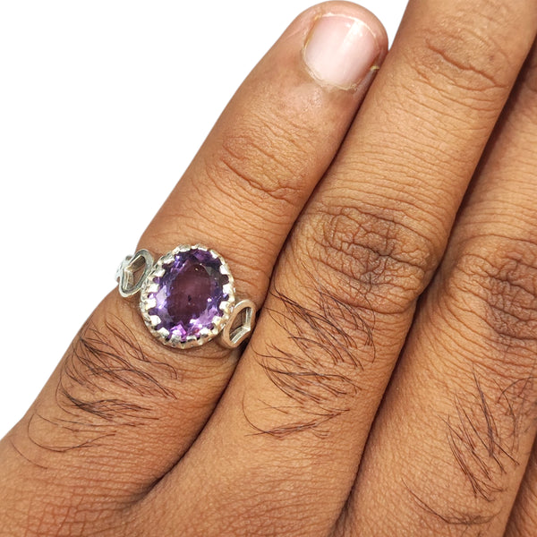 Natural Amethyst Ladies Silver Ring 3.50 Ct