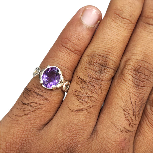 Natural Amethyst Ladies Silver Ring 2.55 Ct