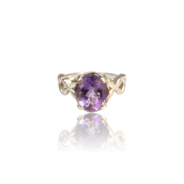 Natural Amethyst Ladies Silver Ring 2.55 Ct