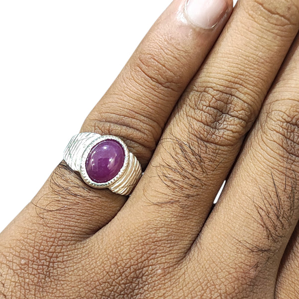 Natural Ruby Silver Ring 6.62 Ct