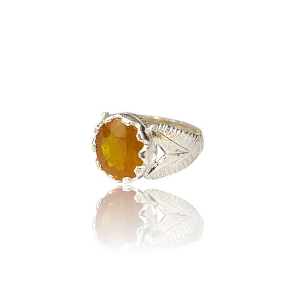 Natural Yellow Sapphire Silver Ring 5.78 Ct