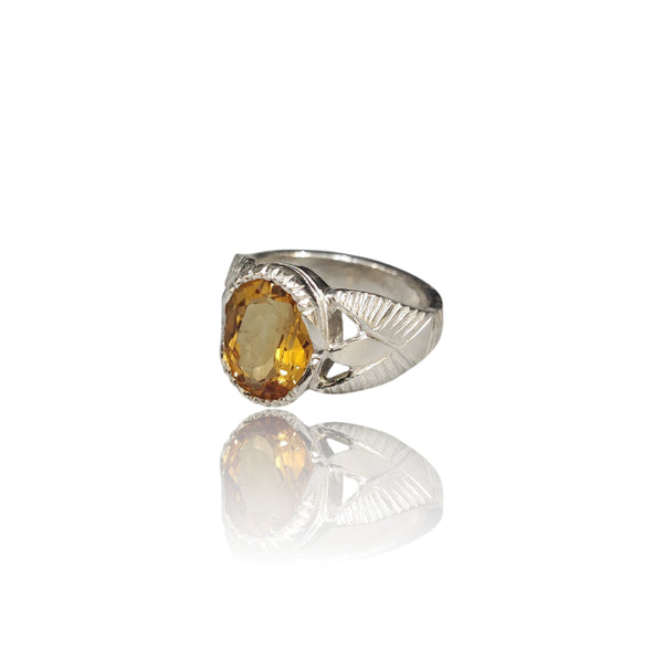 Natural Citrine Silver Ring 3.86 Ct