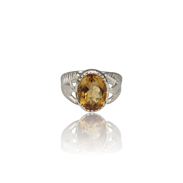 Natural Citrine Silver Ring 3.86 Ct