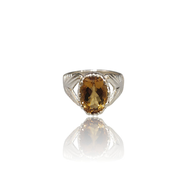 Natural Citrine Silver Ring 4.13 Ct