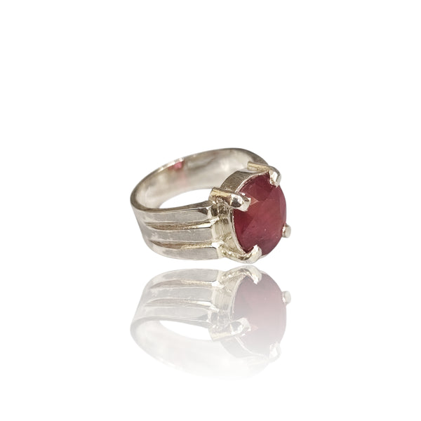 Natural Ruby Silver Ring 9.00 Ct