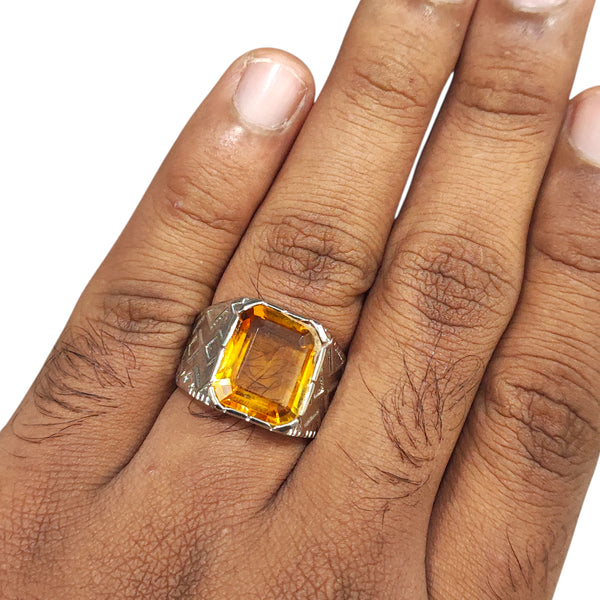 Natural Citrine Silver Ring 7.55 Ct
