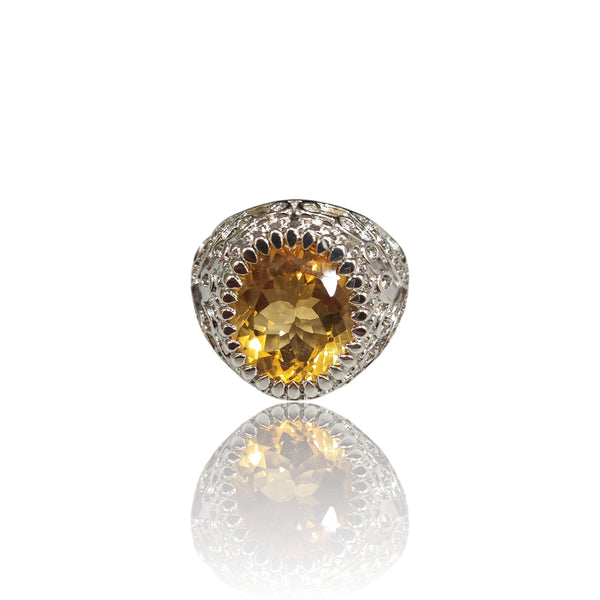 Natural Citrine Silver Ring 7.79 Ct