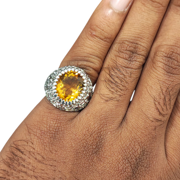 Natural Citrine Silver Ring 7.79 Ct