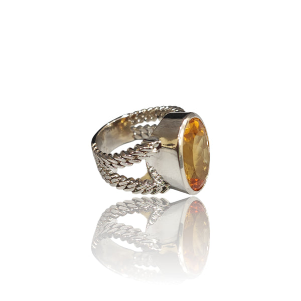Natural Citrine Silver Ring 10.23 Ct