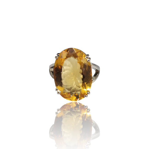 Natural Citrine Silver Ring 14.39 Ct
