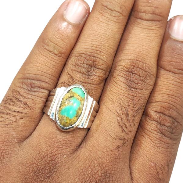 Natural Irani Fairoos Silver Ring 9.21 Ct