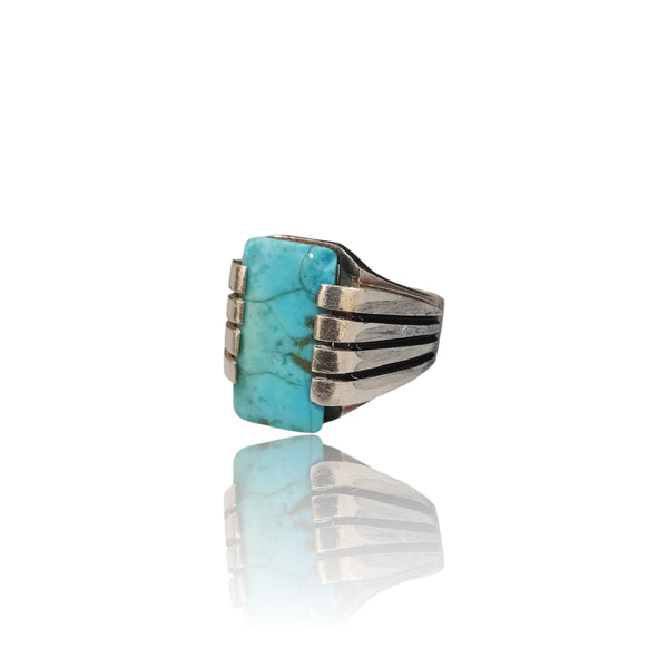 Natural Irani Fairoos Silver Ring 10.33 Ct