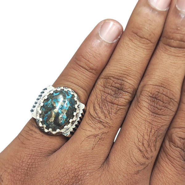 Natural Irani Fairoos Silver Ring 22.30 Ct