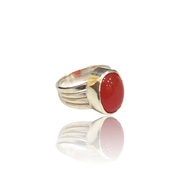 Natural Carnelian Silver Ring 13.74 Ct