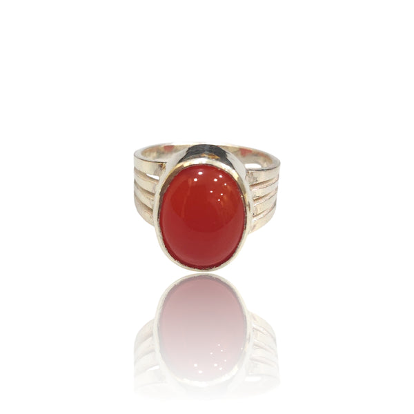 Natural Carnelian Silver Ring 13.74 Ct