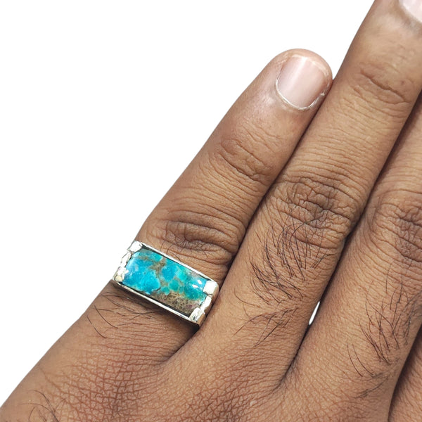 Natural Irani Fairoos Silver Ring 4.92 Ct