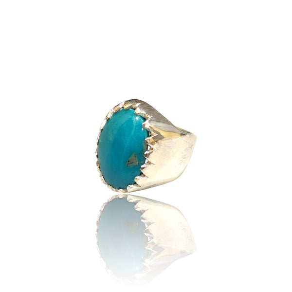 Natural Irani Fairoos Silver Ring 12.35 Ct