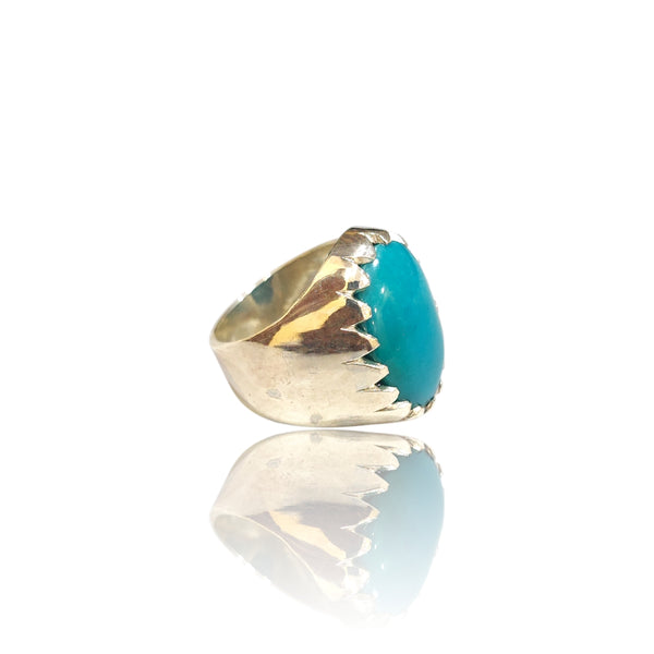 Natural Irani Fairoos Silver Ring 12.35 Ct