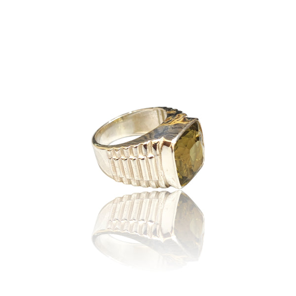 Natural Lemon Quartz Silver Ring 8.91 Ct