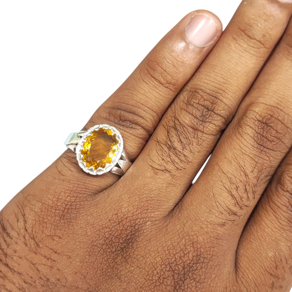 Natural Citrine Silver Ring 5.03 Ct
