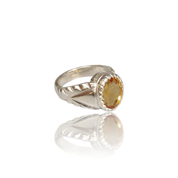 Natural Citrine Silver Ring 5.32 Ct