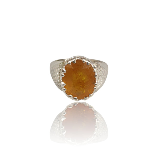 Natural Yellow Sapphire Silver Ring 5.35 Ct