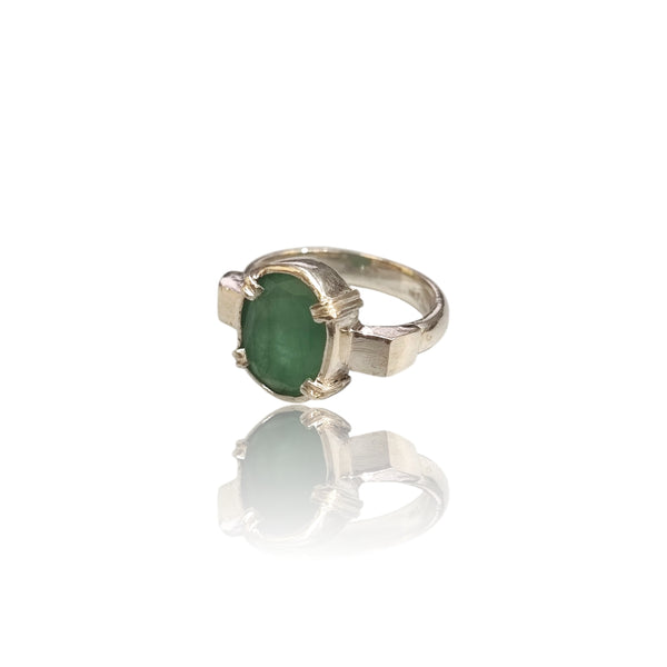 Natural Emerald Silver Ring 5.69 Ct