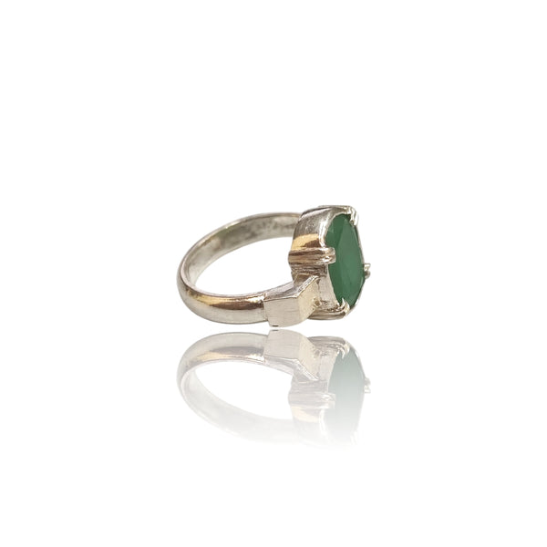 Natural Emerald Silver Ring 5.69 Ct