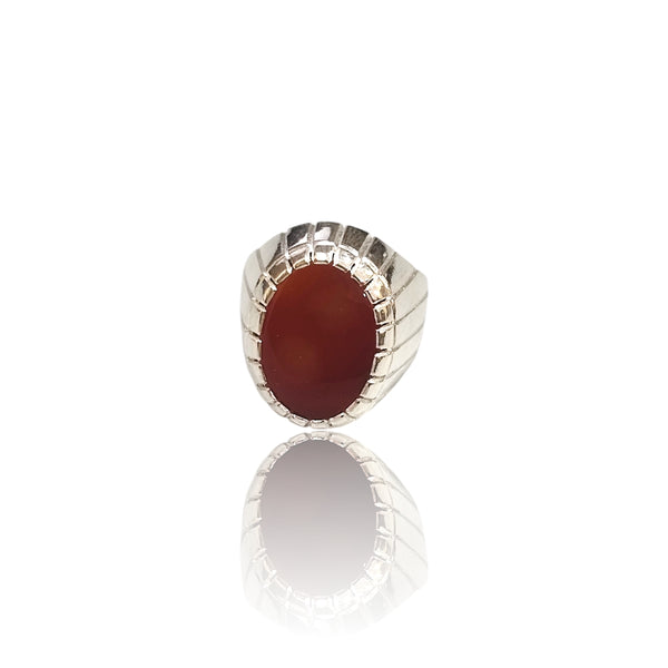 Natural Carnelian Aqiq Silver Ring 17.78 Ct