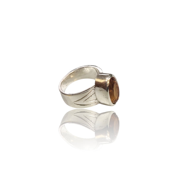 Natural Citrine Silver Ring 5.38 Ct