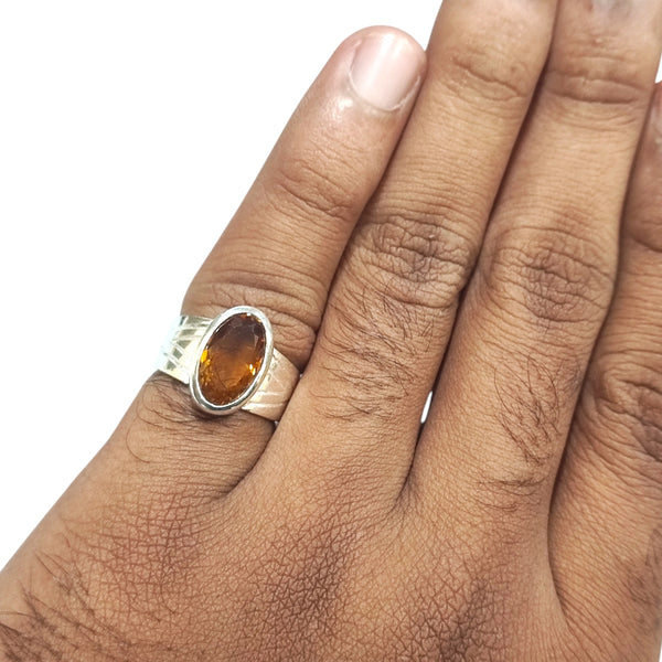 Natural Citrine Silver Ring 5.38 Ct