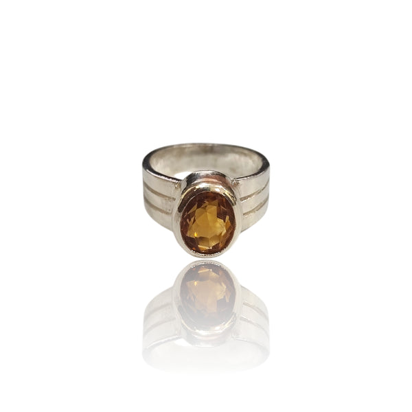 Natural Citrine Silver Ring 3.34 Ct