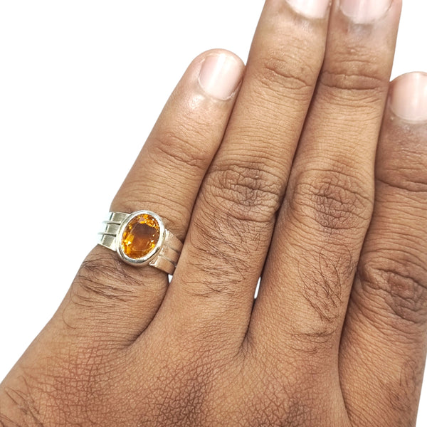 Natural Citrine Silver Ring 3.34 Ct