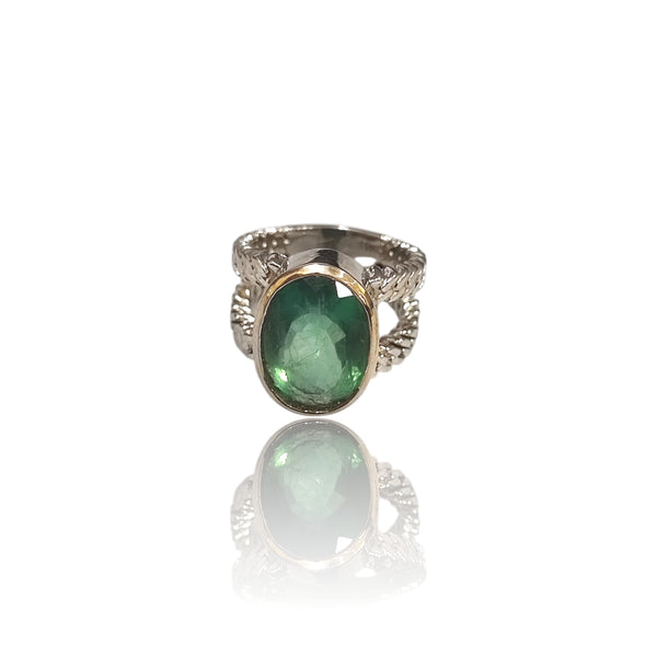 Natural Fluorite Silver Ring 11.06 Ct