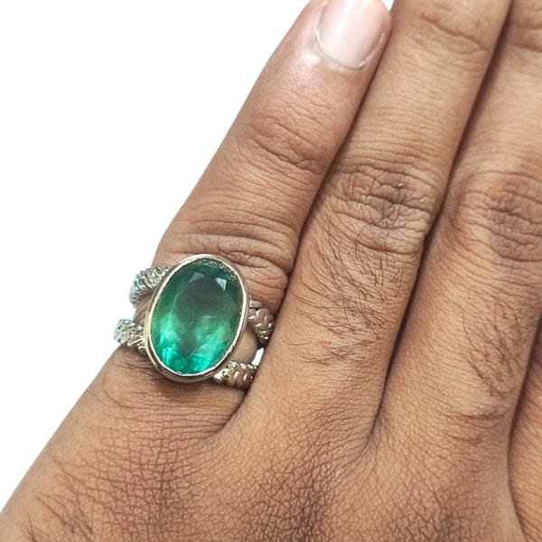 Natural Fluorite Silver Ring 11.06 Ct